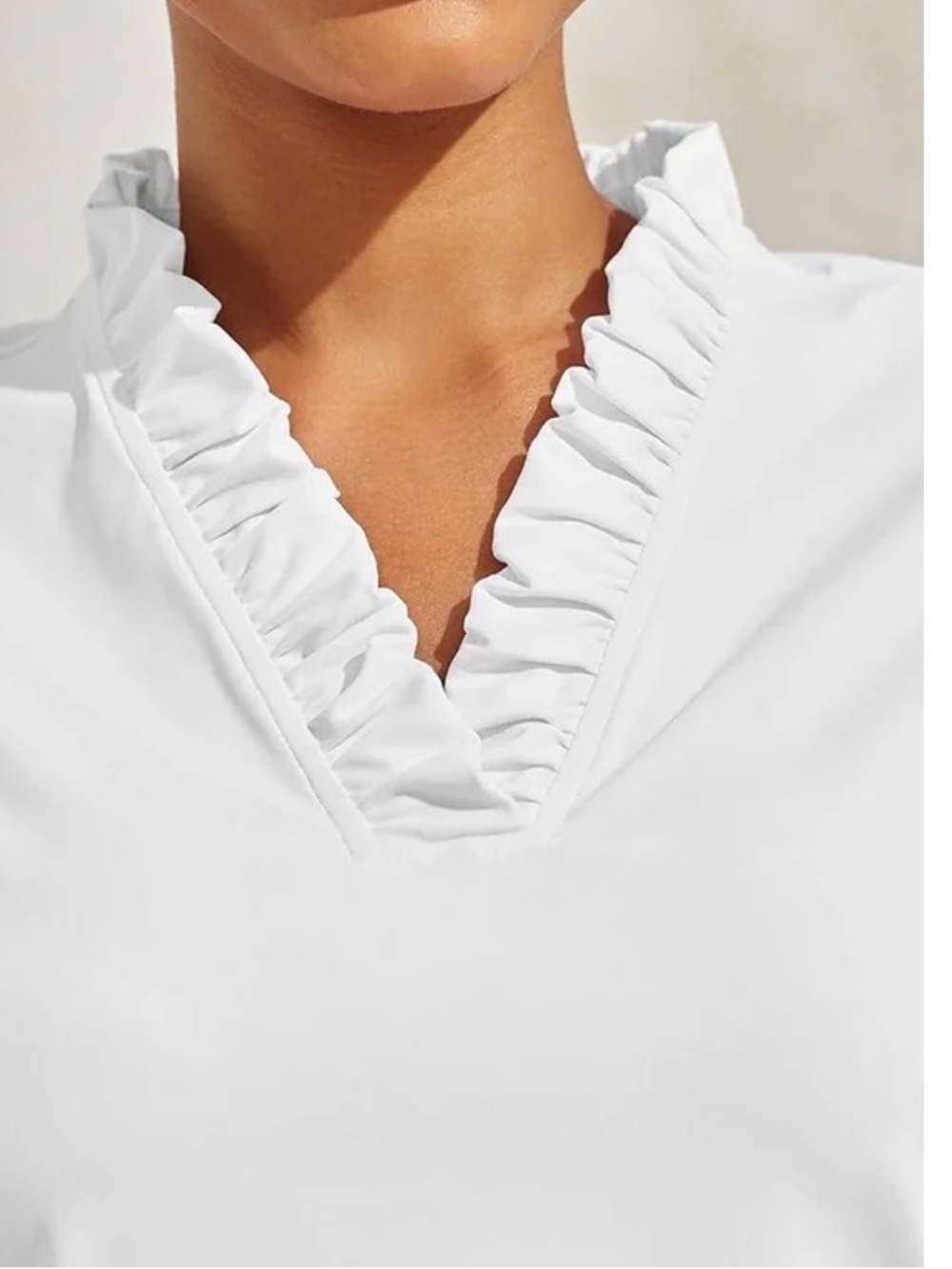 Ruffle V-Neck Performance Polo Top - Picture 5 of 12